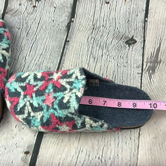 MANDEL Made in Italy Blue White & Pink Stars Slip On Clogs Mules Flats - Picture 10 of 17